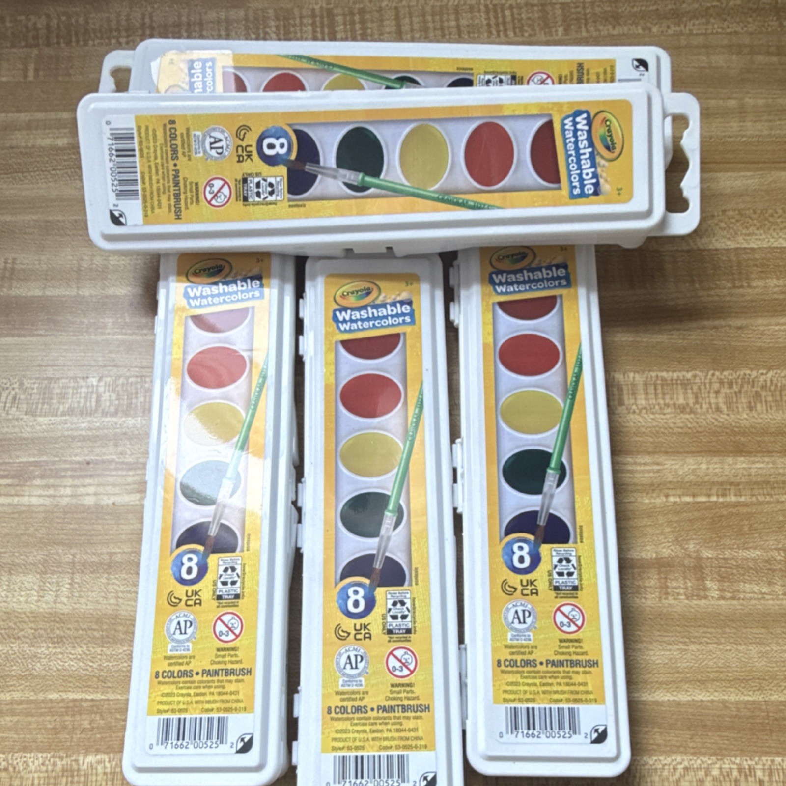 Crayola Washable Watercolors 8 Colors Paint Set with Paintbrush pack of 6