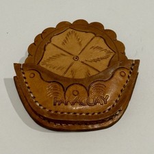 Vintage Tooled Leather Embossed Coaster Set 6 HANDMADE PARAGUAY Folk Art