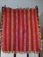 ANTIQUE/VINTAGE PERU PERUVIAN CUZCO ANDEAN INDIAN WEAVING TEXTILE RUANA PONCHO