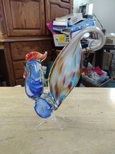 Vintage Murano Style Hand Blown Art Glass Rooster Figurine Sculpture 18.5 in