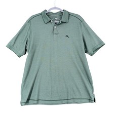 Tommy Bahama Mens Green Short Sleeve Polo Shirt Fish Logo Size M