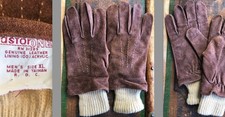 VTG SUEDE LEATHER GLOVES MEN'S SWEATER KNIT THINSULATE LINED WARM BROWN XL EUC