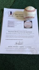 Mickey Mantle Willie Mays Duke Snider Beckett Signed Autographed Baseball COA