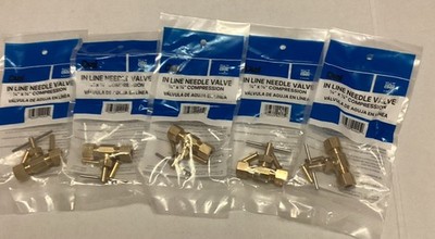 Lot Of 5 Dial Evaporative Cooler 1/4  X 1/4  Compression In Line Needle Valve
