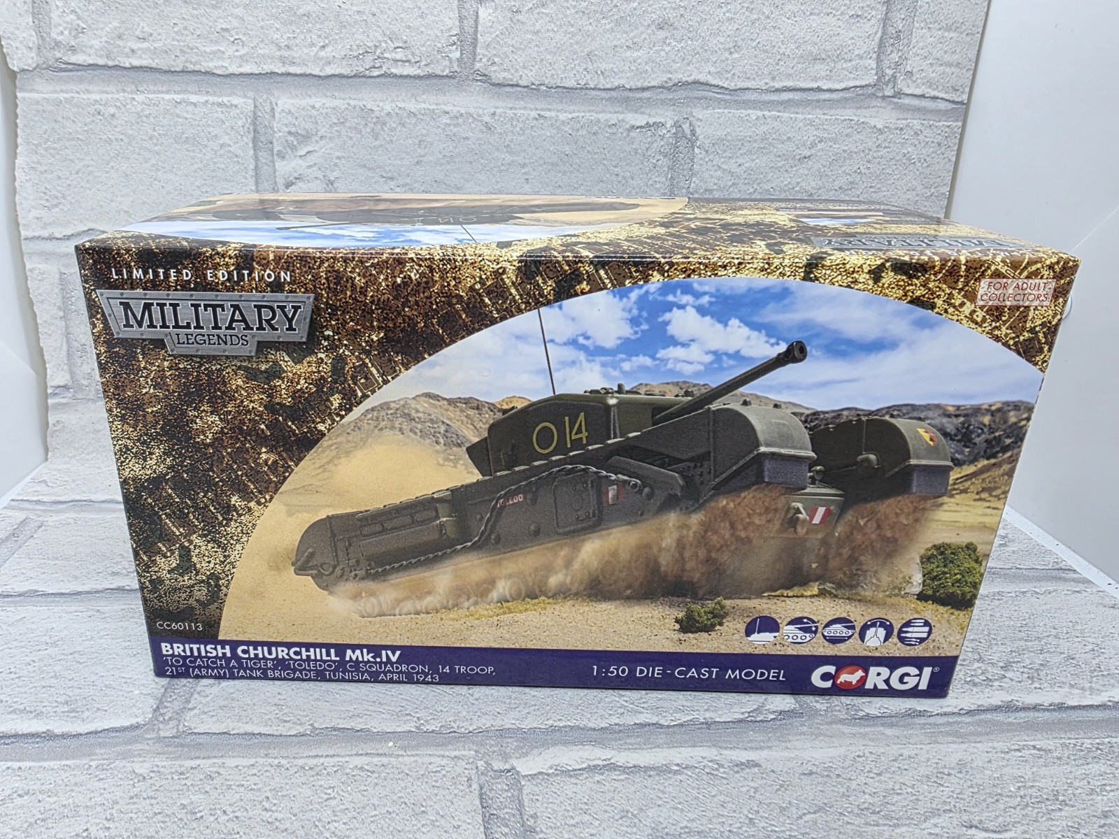 CORGI CHURCHILL MK IV BRITISH TANK TUNISIA 1943 1/50 CC60113 ‘To Catch A Tiger’