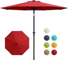 9FT Patio Umbrella Outdoor Table Umbrella with Smooth Crank Lift  8 Sturdy Ribs
