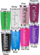 Personalized 20 oz Tumbler Coffee Mug Laser Engraved Custom Name Gift with Straw