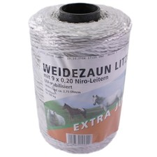 200m Litze Kunststofflitze&nbsp;Jumbo Elektrolitze 9x0,20 Niro Elektrozaun Weidelitze