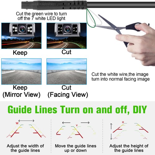 Backup Camera Monitor HD 1080P Night Vision Waterproof Car Truck License Plat... - Picture 6 of 8