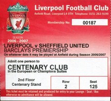 Liverpool v Sheffield United 2006-07 Ticket Premier League
