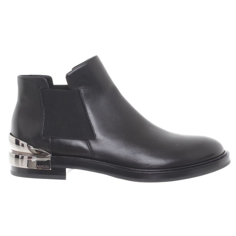 New Casadei Black Leather Women Ankle Boots/Silver Heel 8.5US  39.5EU RRP$1099