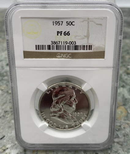 1957 Franklin Half Dollar – NGC PF66 – Proof Issue – Philadelphia Mint