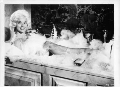 Diana Dors taking bath in a scene from the film On The Double 1961 Old Photo