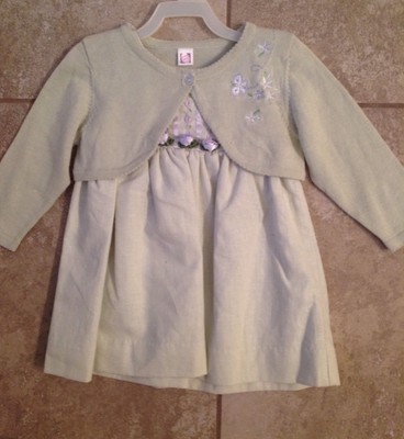 NWT GIRLS 18 MONTHS FROSTED GREEN DRESS & CARDIGAN SWEATER, SUMMER DRESS,  CASUAL | eBay