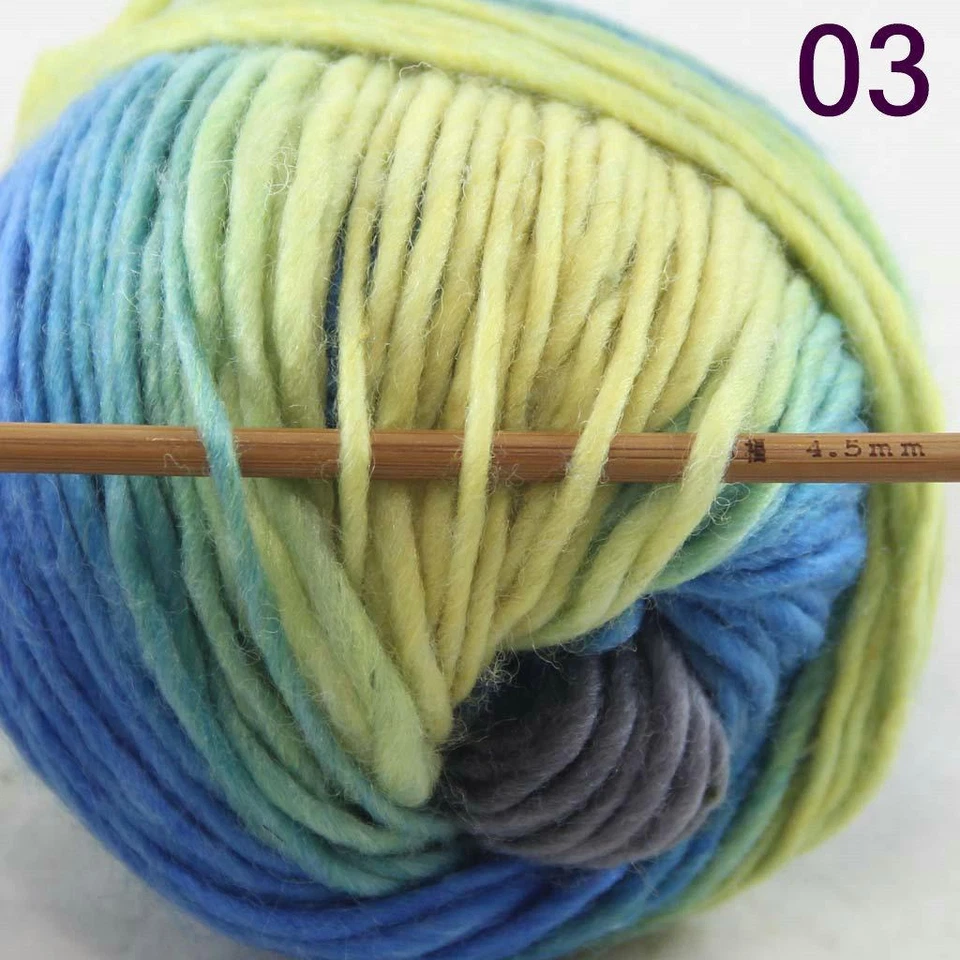 Hot 4Ballsx50g Multi Color Soft Thick DIY Knitting Knitwear Woolen Sock Yarn 03 - Image 4 of 4