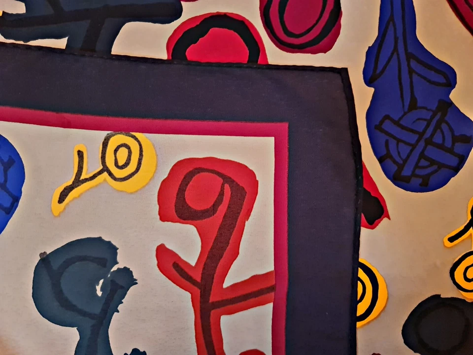 SCARF VINTAGE AUTHENTIC ABSTRACT MODERNISM ART 34" SQUARE - Image 4 of 4