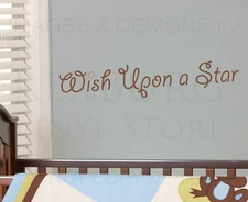 Wall Decal Quote Sticker Vinyl Lettering Graphic Wish Upon a Star Nursery G07