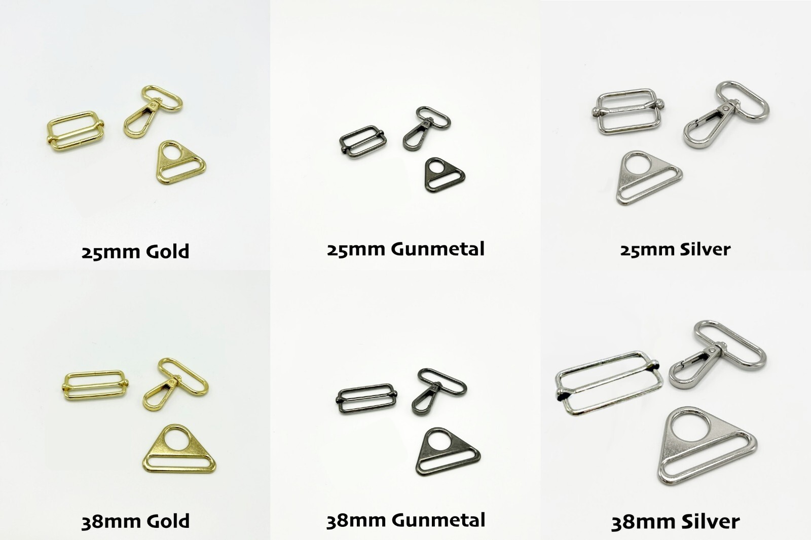 Bag Making Hardware 25mm / 38mm Dring Sliders Triangle Connector Snap Hook Sets eBay
