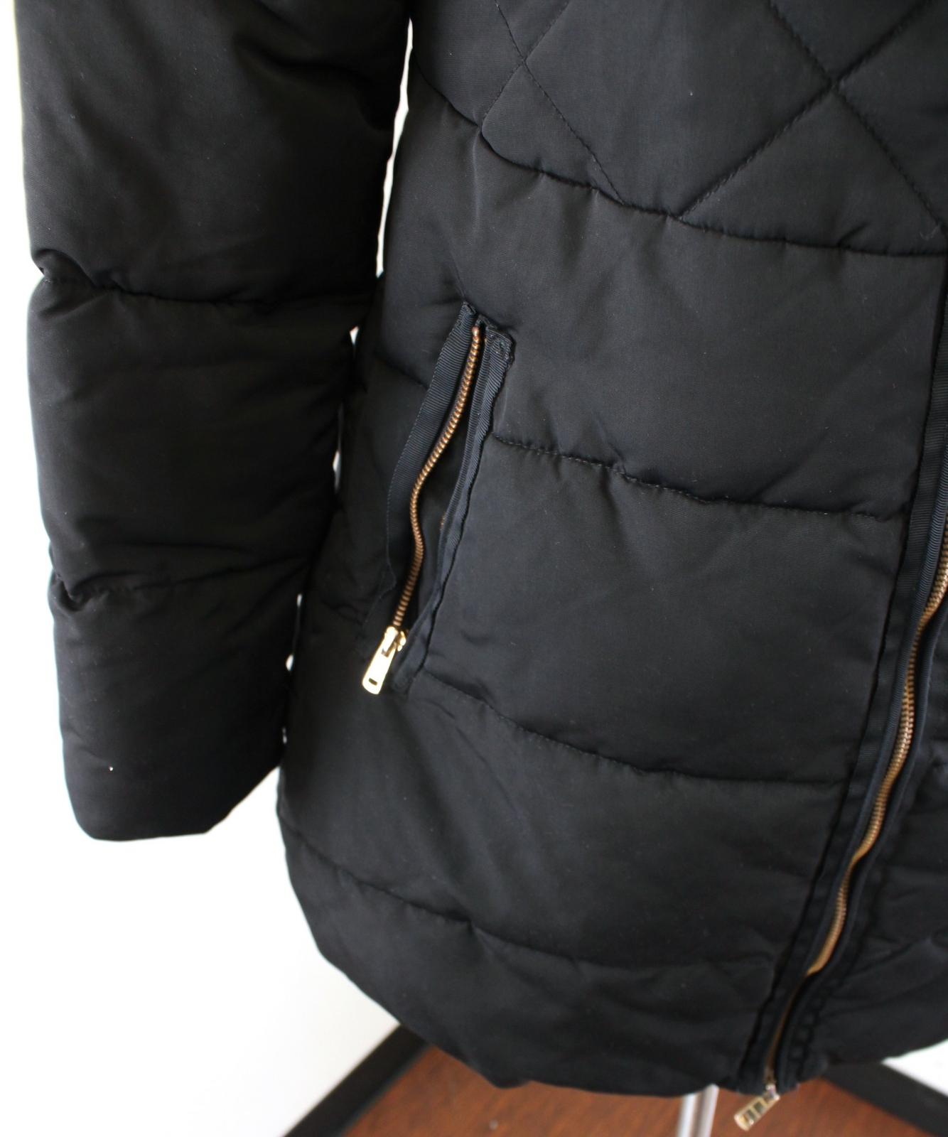 Zara Basic Black Quilted Puffer Jacket Hooded Fau… - image 8