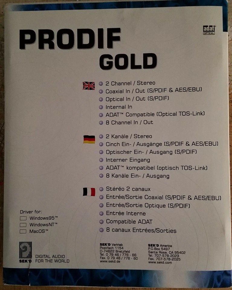 SEKD RME Prodif Gold / Digi 32/8 PCI card digital audio computer interface - Image 2 of 4