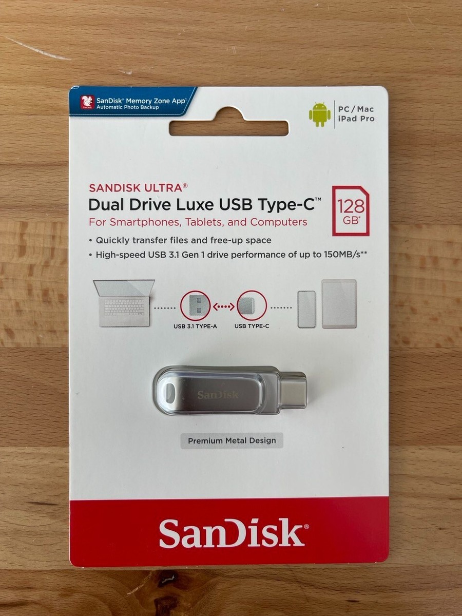 SanDisk 128GB Ultra Dual Drive Luxe USB Type-C Flash Drive SDDDC4