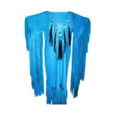 Women Native American Leather Long Fringes Beaded Wedding Dress Powwow Regalia