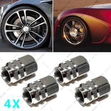 4 Silver Aluminum Wheel/Tire Valve Stem Cap Car Truck Air Dust Caps