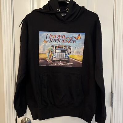 Old Music Fest Hoodie NY DJs Armani X Keon Black Size Small Hip Hop Y2K