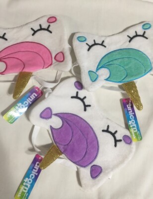 3 Pack 7 in. Soft Plush Unicorn Sleeping Mask- Cute Horn Blindfold Eye Cover  