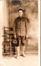 RPPC Postcard Army Soldier in Uniform Military Campaign Cover c.1918-1930  13009