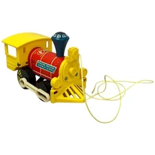 Fisher Price Toot Toot Train Engine Wooden Toy w/Pull Cord 1964 Original Vintage