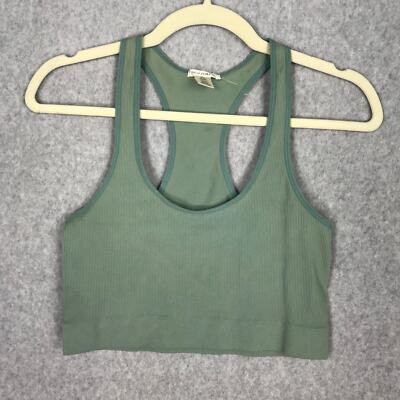 Bozzolo Top M L Crop Tank Ribbed Racerback Yoga Activewear Exercise Sports Bra