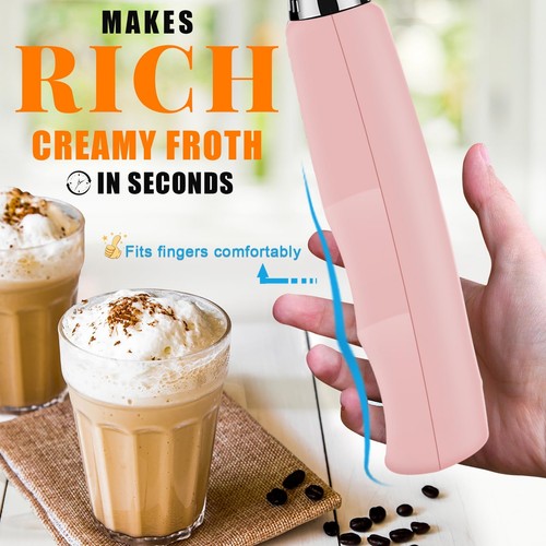 Milk Frother Handheld with 3 Heads Coffee Whisk Drink Foam Mixer with USB Rec... - Picture 3 of 7