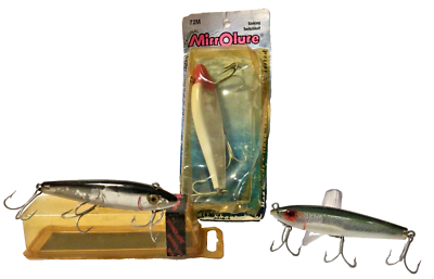 lot of 3 mirrolure fishing lures 72M 11 52M 21 & 7M 18 red white silver ~ |  eBay