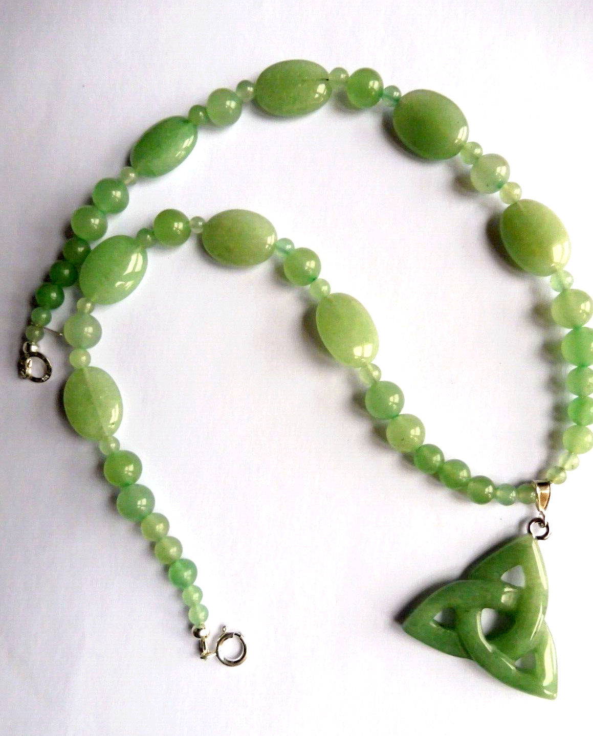 Collier Aventurine verte naturelle véritable 47cm - Bijou en Argent massif précieux