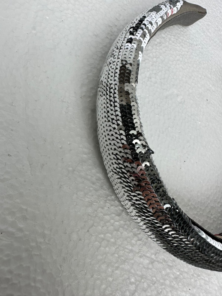 Gucci Sequin Satin Hairband in Gray Gucci Silver Sequin Satin Hairband | eBay main image 2