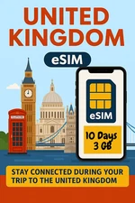 Best United Kingdom UK esim Data Travel e sim  High-Speed 5G/4G 📶 10 Days 3 GB
