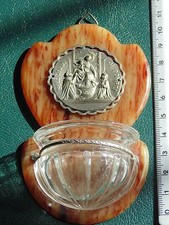 acquasantiera in vetro e bronzo vintage 