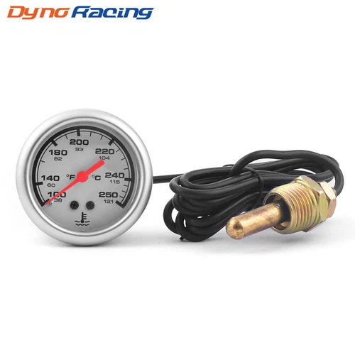 2" 52mm Pointer Mechanical Water Temp Gauge Meter 38-121℃/100-250℉ Sensor 1/2npt