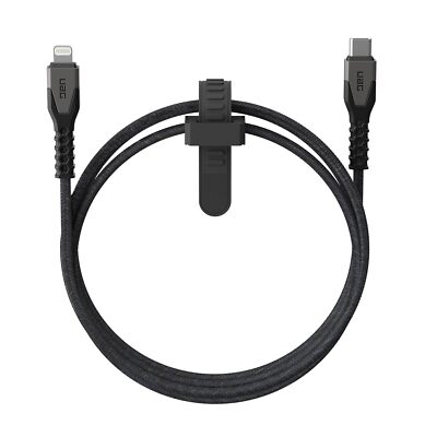UAG Rugged Power Cable USBC to Lightning 5ft/1.5m 30W MFI-Certified, Black/Gray