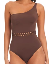 Bleu Rod Beattie Pulling Strings One Shoulder One Piece Swimsuit Hickory Sz 10