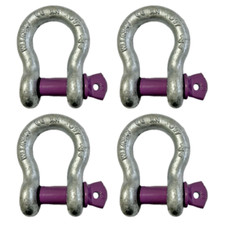 4x Lifting Shackle WLL 4.75 Ton Galvanised Screw Pin Tested Alloy Bow Shackles