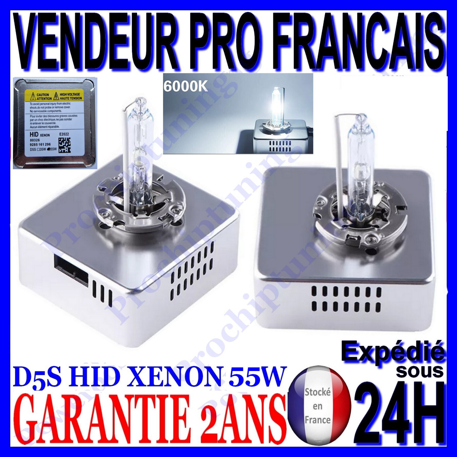 Ampoule de rechange D5S 55W xénon pour corriger les phares faibles avec une lumière 6000K