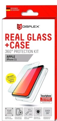 DISPLEX Real Glass + Case iPhone 11 ProMax - Schutzglas - Hülle - transparent