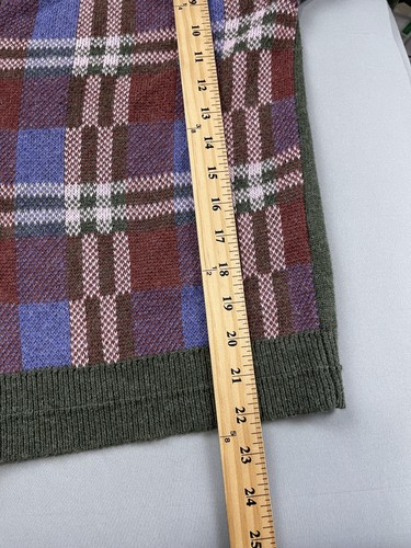 Sundance Cardigan Sweater Womens Large Olive Green Plaid Wool Twee Country Prep - Picture 8 of 9