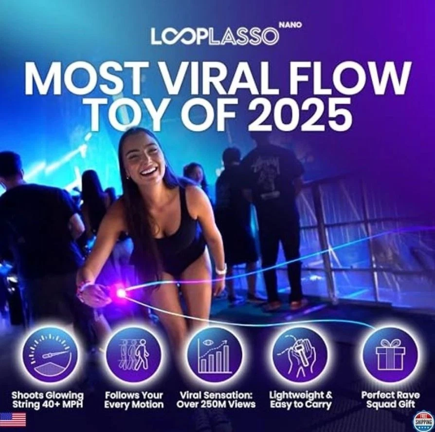 Lazo de bucle NANO Brilla en la oscuridad Juguetes Rave con luz negra UV incorporada - Premium Foto 2 de 4