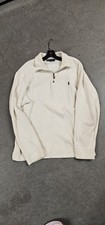 Vintage Polo Ralph Lauren Sweater XL Quarter Zip Cream Pullover 100 Cotton