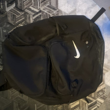 Nike Black Backpack Zip Closure White Swoosh "JUST DO IT." Strap Unisex