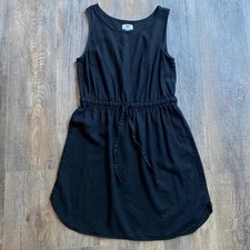 Old Navy Womens Medium Black Linen Blend Sleeveless Drawstring Waist Dress
