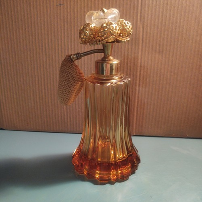 #ad Vintage DeVilbiss Pink Perfume Bottle Pump Atomizer with Ornate Topper $20.99